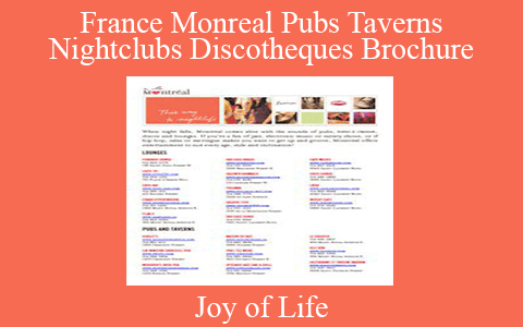 Joy of Life – France Monreal Pubs Taverns Nightclubs Discotheques Brochure