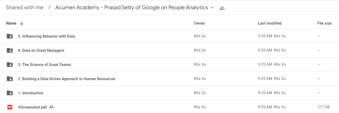 Acumen Academy - Prasad Setty of Google on People Analytics