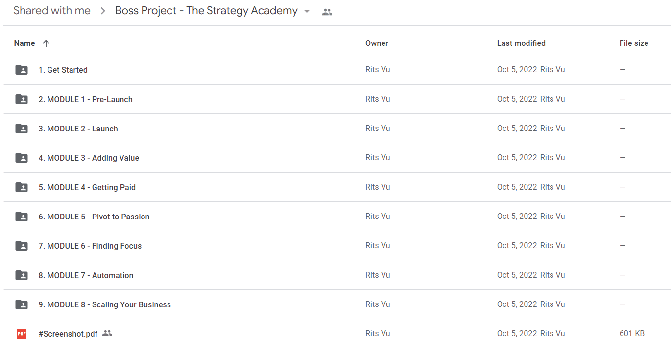 Boss Project - The Strategy Academy