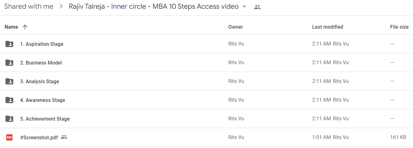 Rajiv Talreja - Inner circle - MBA 10 Steps Access video