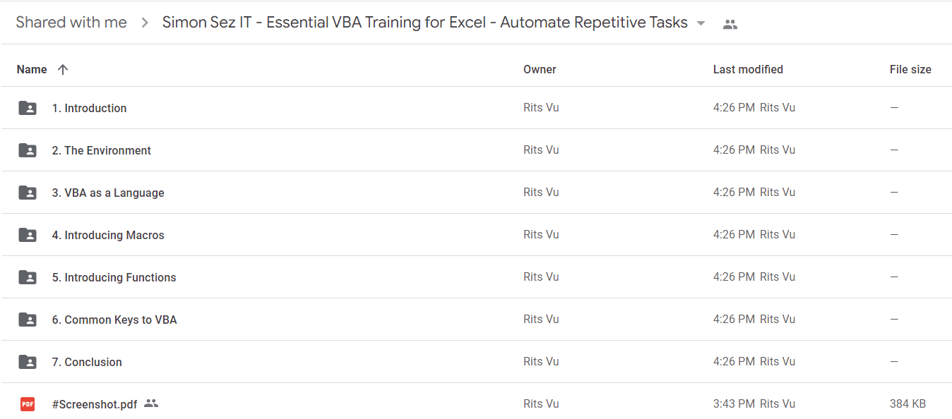 Simon Sez IT - Essential VBA Training for Excel - Automate Repetitive Tasks