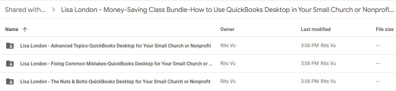 Lisa London - Money-Saving Class Bundle-How to Use QuickBooks Desktop in Your Small Church or Nonprofit (3 Bundle)