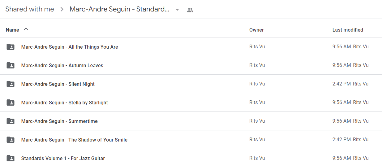 Marc-Andre Seguin - Standards Volume 1 - For Jazz Guitar