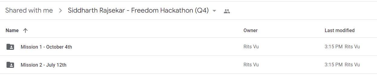 Siddharth Rajsekar - Freedom Hackathon (Q4)