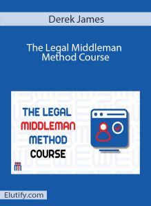 Course cover for Derek James The Legal Middleman Method Course, displaying the course title and a graphic of a user profile with a checklist on a blue background.