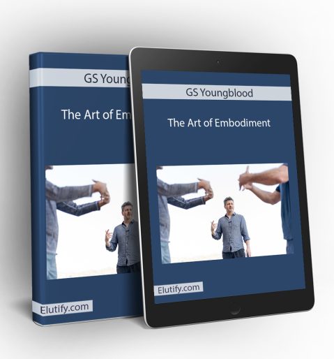 Mockup of GS Youngblood The Art of Embodiment course on a book and tablet, illustrating multi-device access to embodiment training for men.