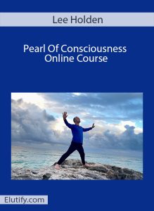 Course cover for Lee Holden Pearl Of Consciousness Online Course, featuring Lee Holden performing Qi Gong on rocks by the ocean under a cloudy sky.