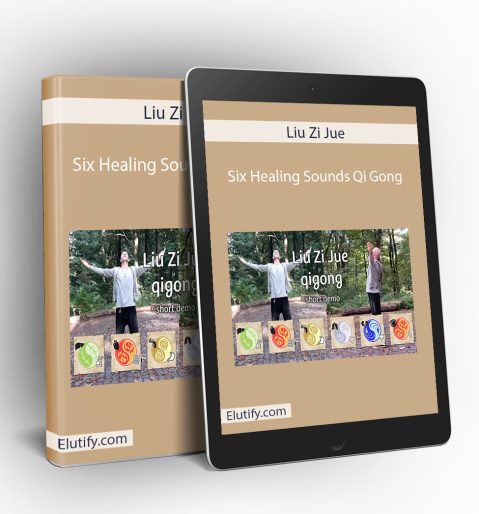 Mockup of Six Healing Sounds Qi Gong (Liu Zi Jue) course content on digital devices, demonstrating easy access to healing sounds practice.