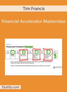 Course cover for Tim Francis Financial Accelerator Masterclass, displaying the "Financial Freedom Formula" chart for optimizing business cash flow.
