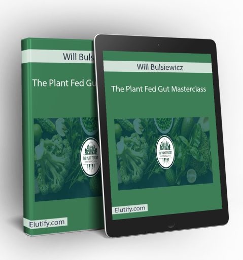 igital mockup of The Plant Fed Gut Masterclass course content displayed on various devices like a laptop, tablet, and phone, highlighting the online learning experience.